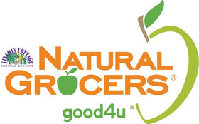 Natural Grocers logo with green apple graphic on a white background
