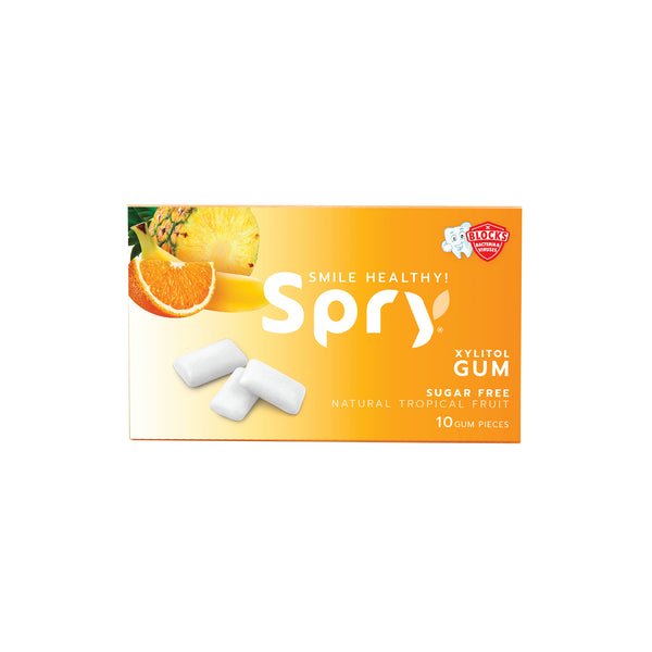 Spry fruit gum blister card on white background