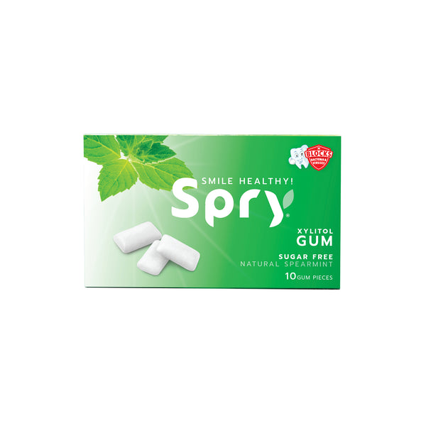 Spry spearmint gum blister card on white background